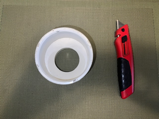 PVC pipe base used for cutting tennis balls